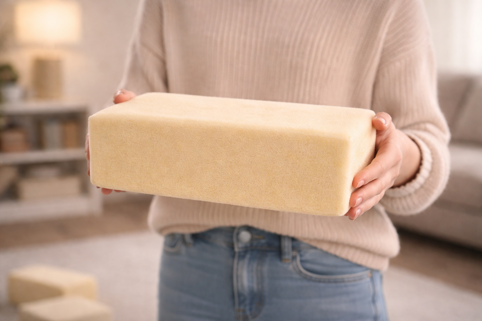 Niños jugando con bloques grandes